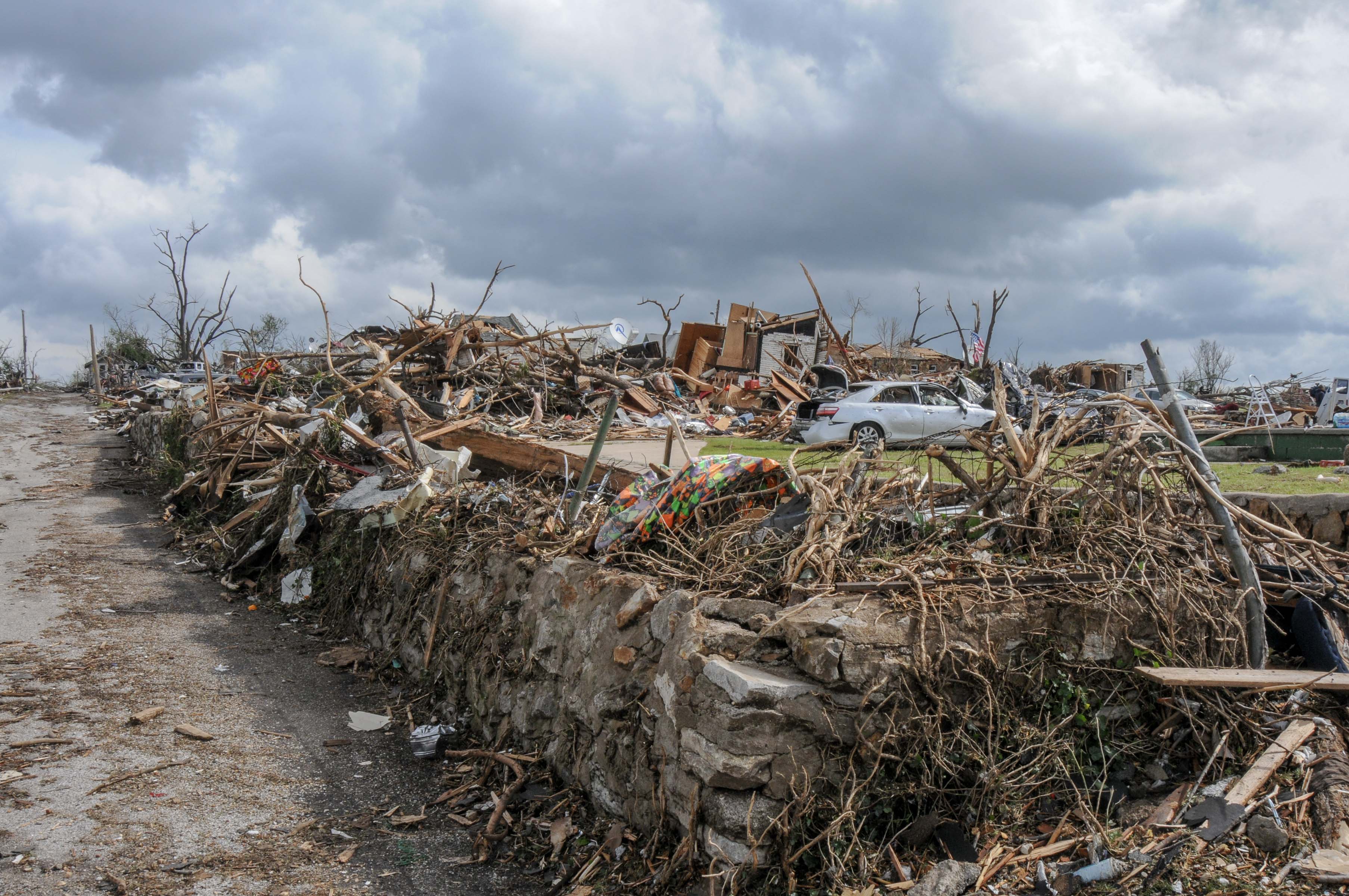 A ruined street corner in Joplin, Missouri. 
